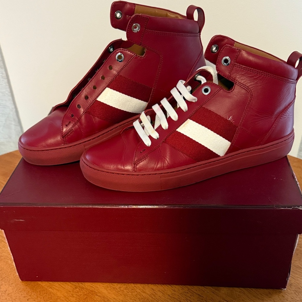 Bally Garnet Men's High-Top Sneakers